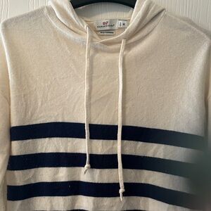 Vineyard Vines Cream and Navy Hooded Sweater
